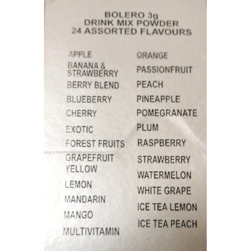 2) 24 Flavours Box of 24 Sachets (24x3g) sugarfree drink BOLERO®