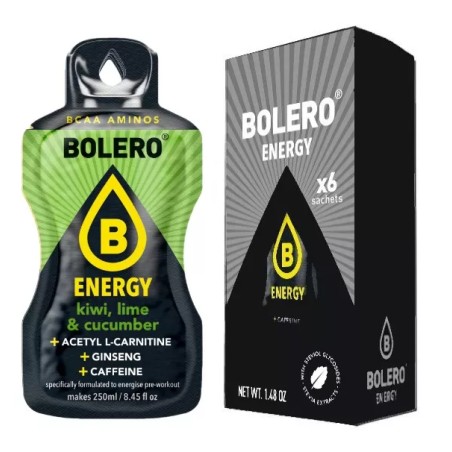 Energy Kiwi+Lime+Cucumber- Box of 6 Sachets (6x7g) sugar-free energetic drink - BOLERO®