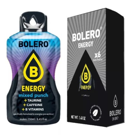 Energy Mixed Punch- Box of 6 Sachets (6x7g) sugar-free energetic drink - BOLERO®