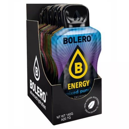 01) Energy 20 flavours - Box of 20 Sachets (20x7g) sugar-free energetic drink - BOLERO®