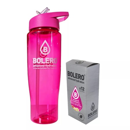 D1) Branded Pink Drink Set. Pink Bottle and Box of 12 Flavours - BOLERO®