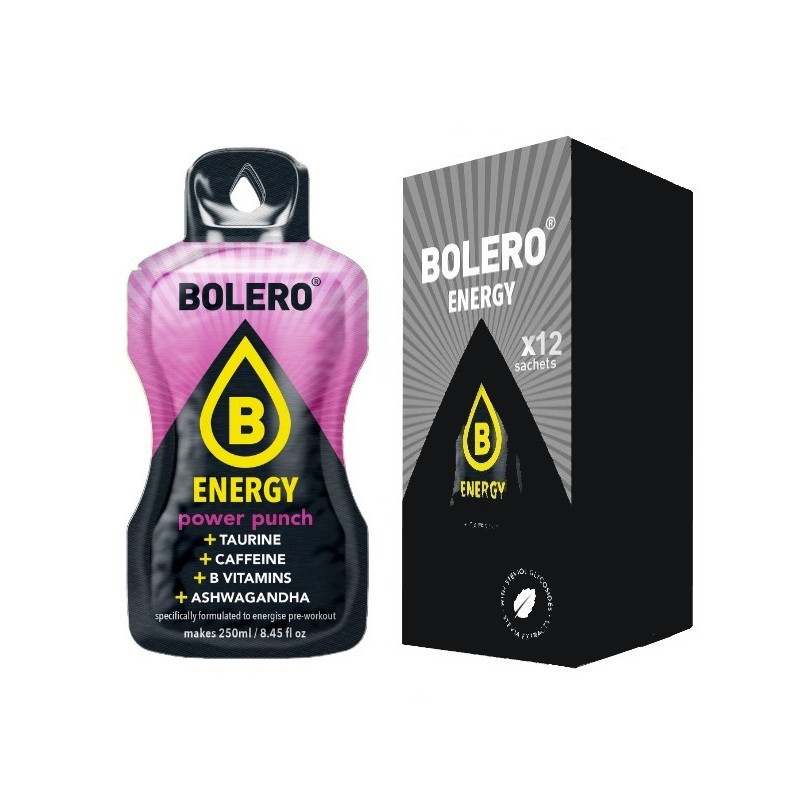 02) Energy Power Punch- Box of 12 Sachets (12x7g) sugar-free energetic drink - BOLERO® 02) Energy Power Punch- Box of 12 Sachets (12x7g) sugar-free energetic drink - BOLERO®