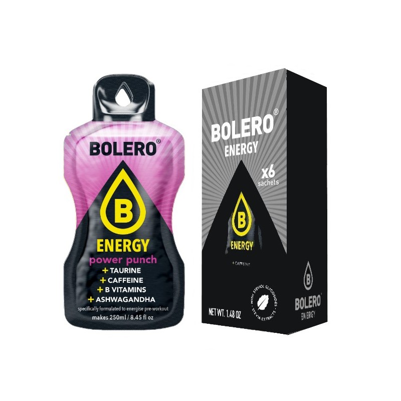 Energy Power Punch (Cherry+Lemon) - Box of 12 Sachets (6x7g) sugar-free energetic drink - BOLERO® Energy Power Punch (Cherry+Lemon) - Box of 12 Sachets (6x7g) sugar-free energetic drink - BOLERO®