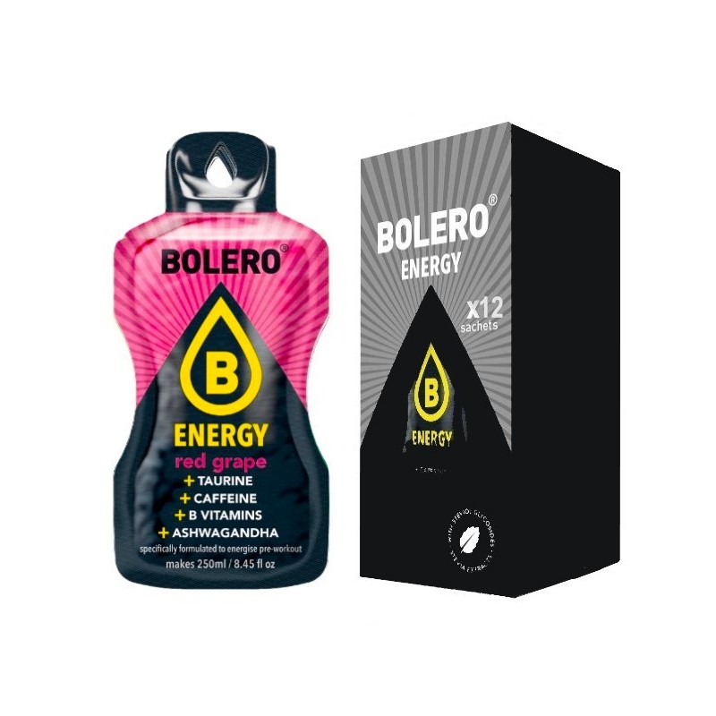 ES12) Energy Red Grape - Box of 12 Sachets (12x7g) sugar-free energetic drink - BOLERO®