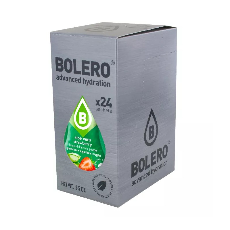 Aloe Vera+Strawberry - 24 Sachets (24x9g) makes 36L. of sugar free drink.- BOLERO®