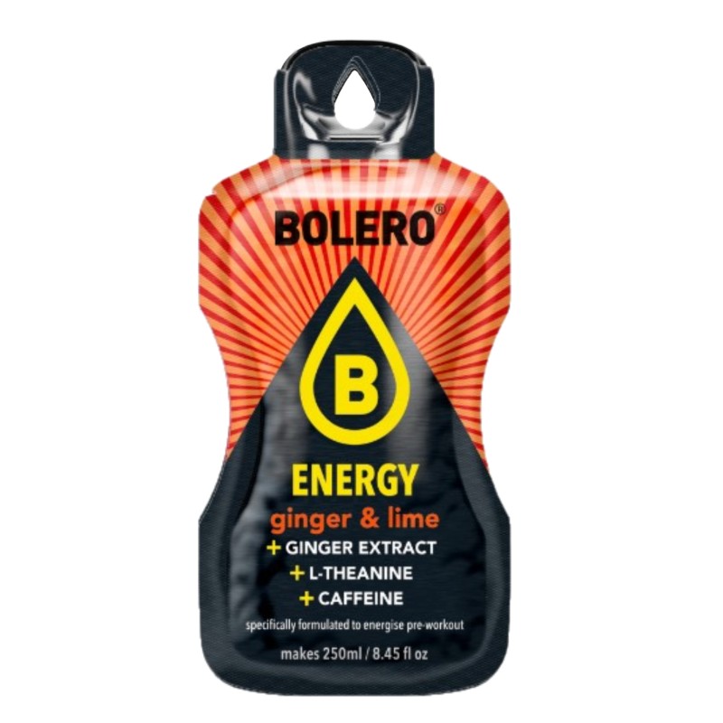 `Energy Ginger+Lime - 7g Sachet makes 250ml of ready sugar-free energetic drink rich in vitamins- BOLERO®